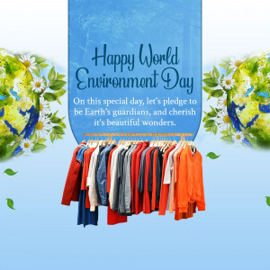 World Environment Day graphic with clothes and nature elements