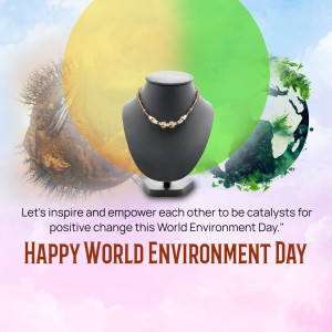 Necklace on a bust with environmental background for World Environment Day