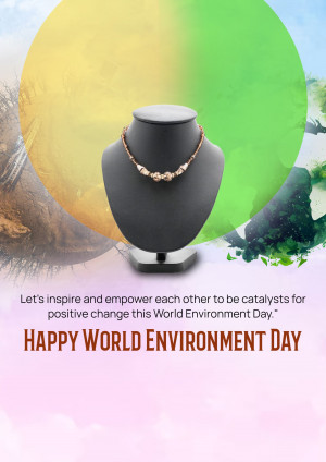 Necklace on a bust with a World Environment Day themed background