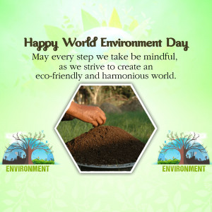 World Environment Day greeting with a person planting a seedling.