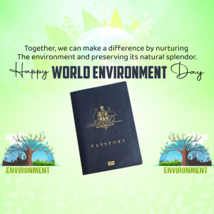 World Environment Day graphic with a passport and nature elements