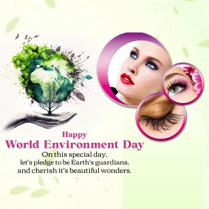Image depicting a woman with a green earth in her hands, celebrating World Environment Day.