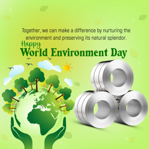World Environment Day illustration with globe, trees, and recycling symbols