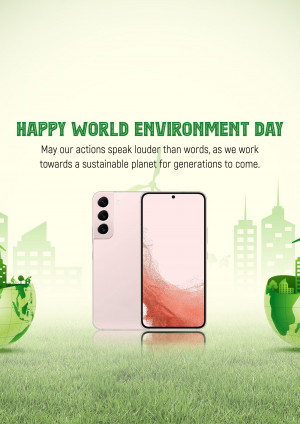 Samsung Galaxy S23 phone with World Environment Day theme