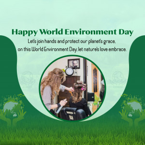 World Environment Day greeting with a salon scene