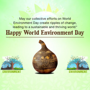 World Environment Day greeting with a pot and trees