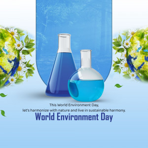 Beakers and flowers representing World Environment Day