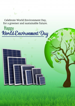 World Environment Day graphic with solar panels and a tree