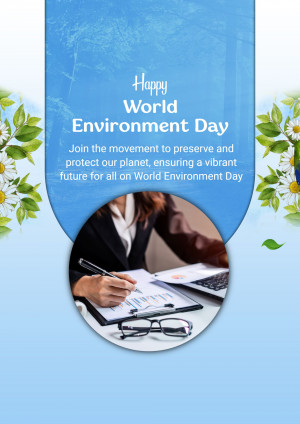 World Environment Day graphic with a woman working on documents