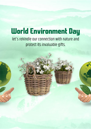 World Environment Day graphic with plants and globes
