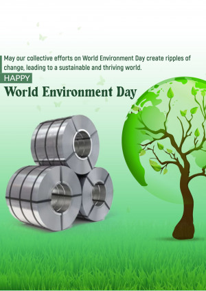 World Environment Day graphic with steel coils and a tree