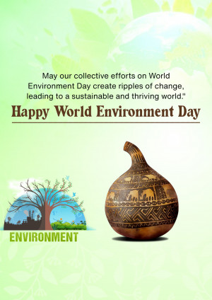 World Environment Day greeting with a clay pot and nature imagery.