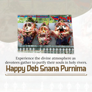 Idols of Lord Jagannath, Balabhadra, and Subhadra decorated with flowers during Deb Snana Purnima