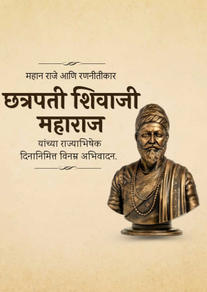 Portrait of Chhatrapati Shivaji Maharaj with text in Marathi