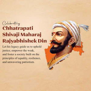 Portrait of Chhatrapati Shivaji Maharaj with a background of Maharashtra map