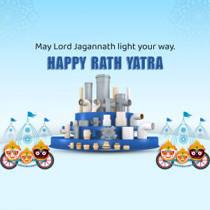 Rath Yatra celebration image with a chariot made of pipes