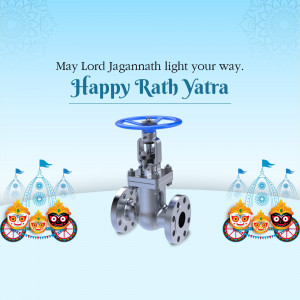 Rath Yatra greeting with an industrial valve illustration