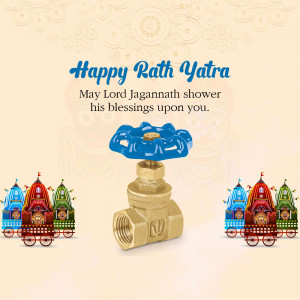 Rath Yatra greeting with Lord Jagannath's chariot and a brass valve