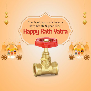 Rath Yatra greeting with a brass valve illustration
