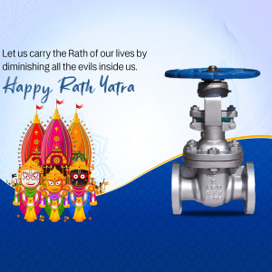 Rath Yatra festival greeting with an industrial valve illustration