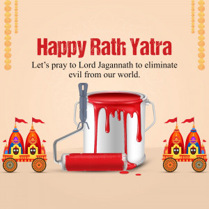 Rath Yatra greeting with paint can and chariots