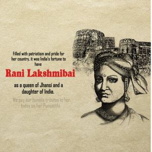 Portrait of Rani Lakshmibai, a historical Indian queen
