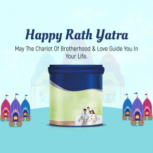 Rath Yatra greeting with a chariot and family image