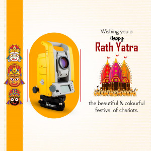 Rath Yatra greeting with a theodolite and festival imagery