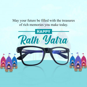 Rath Yatra greeting with glasses and chariots
