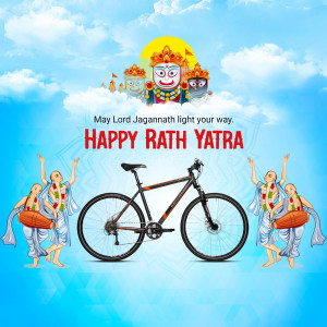 Rath Yatra celebration with a bicycle in the foreground
