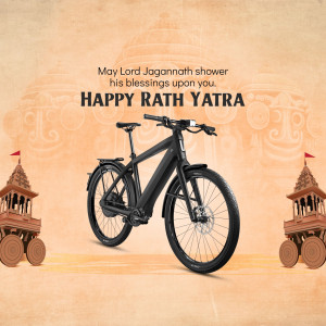 Electric bike with Rath Yatra background