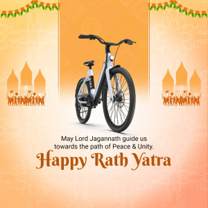 Electric bicycle with Rath Yatra decorations