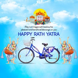 Rath Yatra celebration with a bicycle and devotees