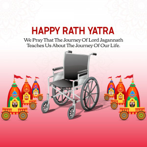 Rath Yatra greeting with a wheelchair and chariots