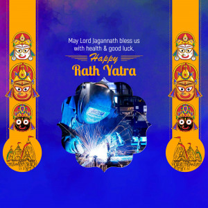 Rath Yatra greeting with an image of a welder