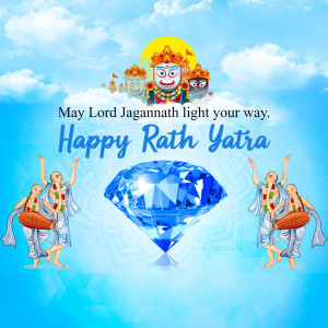 Rath Yatra festival greeting with Lord Jagannath and a diamond