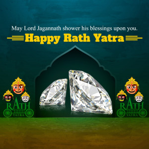 Happy Rath Yatra image with Lord Jagannath's face and chariot wheels