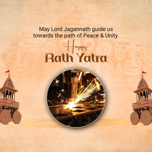 Rath Yatra festival greeting with chariot and fireworks