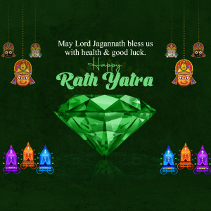 Rath Yatra festival greeting with diamond and traditional decorations