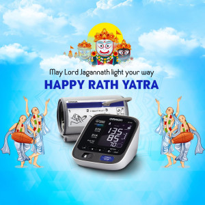Rath Yatra greeting with Omron blood pressure monitor