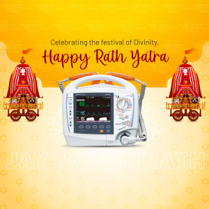 Rath Yatra festival greeting with a medical monitor
