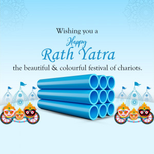Rath Yatra festival greeting with chariots and deities