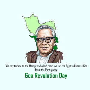 Illustration of Dr. Ram Manohar Lohia with a map of Goa in the background, commemorating Goa Revolution Day.