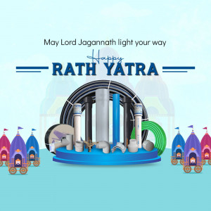 Rath Yatra festival greeting with colorful chariot illustrations