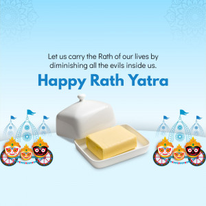 Image depicting a Rath Yatra celebration with a butter offering.