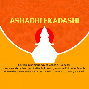 Ashadhi Ekadashi festival greeting with Vithoba temple silhouette