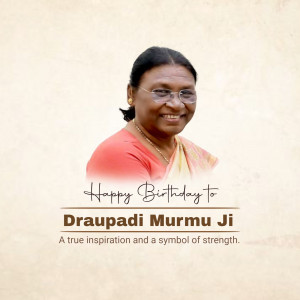 Portrait of Draupadi Murmu with birthday wishes