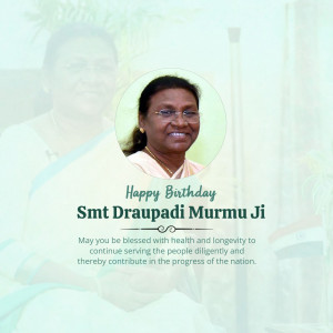 Portrait of Draupadi Murmu with birthday wishes