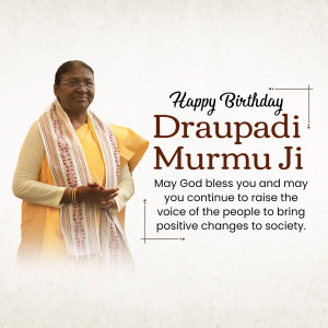 Image of Draupadi Murmu with birthday greetings