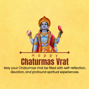 Image depicting Lord Vishnu with a 'Happy Chaturmas Vrat' greeting.